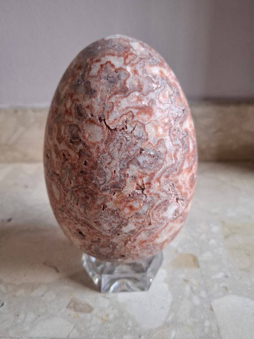Egg Shaped Jasper Gemstone on Stand (Category: Character Goods) located in Singapore. Submitted by janetkim_sun (Listing ID 1450806387, Image 2). Description: - Vintage Egg Shaped Jasper Gemstone on a clear acrylic stand - Height 8inches (not inclusive of stand) Circumference 14inche - Ideal for display, collection, or adding a natural touch to your space Collect from Kembangan MRT Station Cash on Delivery No Refund and No Exchange .
