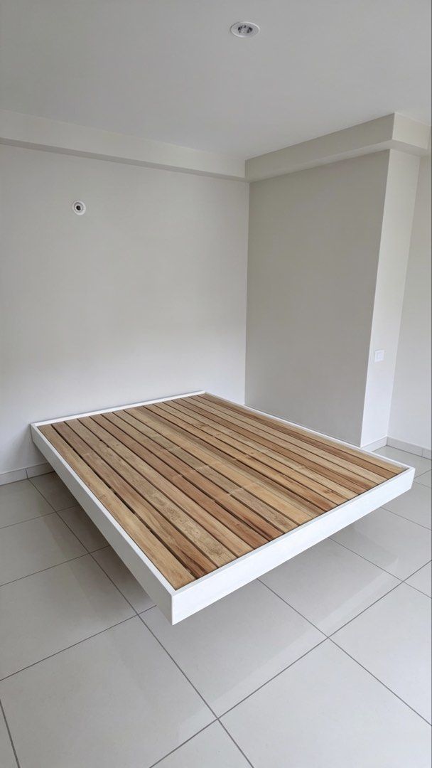 FLOATING BED FRAME PURE MAHOGANY WOOD (Category: Bed Frames & Mattresses) located in Manila. Submitted by shuri_19 (Listing ID 1450907469, Image 1). Description: 100% MAHOGANY WOOD MADE TO ORDER MESSAGE US FB PAGE : G’s furnitures SEND DM HERE AT CAROUSEL .