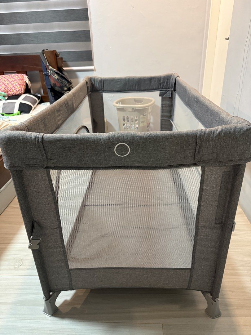 Grey Baby Playpen with Mesh Sides (Category: Infant Playtime) located in Cavite. Submitted by nicainics (Listing ID 1450789373, Image 3). Description: Bought it for 11,999 Used for a few times From co-sleeper to infant crib to toddler crib and playard Features and Benefits 1. Co-sleeper function, allow parents to co-sleep with their babies safely while providing a secure and independent sleeping space 2. Newborn Bassinet (zip-on) suitable for bab