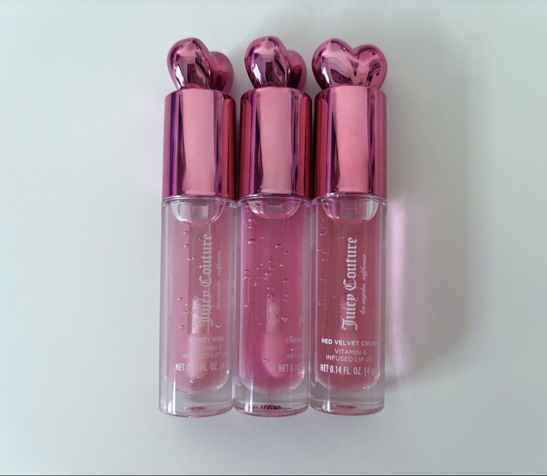 Juicy Couture Lip Oil Set (Category: Makeup) located in Rizal. Submitted by sofaquie (Listing ID 1450785479, Image 1). Description: - Set of 3 Juicy Couture Lip Oils - Unboxed but still in good condition - bought from US 🇺🇸 PM for more details (this is so perfect for the gyarus kunin nyo na hehe) .