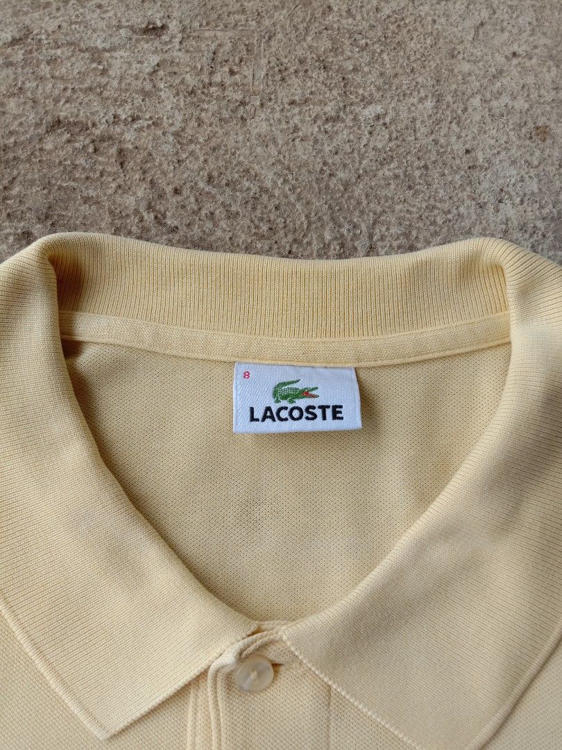 LACOSTE YELLOW POLO SHIRT (Category: Tshirts & Polo Shirts ) located in Manila. Submitted by adinsthrift (Listing ID 1450874223, Image 3). Description: LACOSTE YELLOW POLO SHIRT SIZE- L W- 22 L- 27 10/10 COLOR RATE 9/10 CONDI HONEST ISSUE- RANDOM MINIMAL STAIN SA SLEEVE, ONE PINHOLE SA BACK PART.