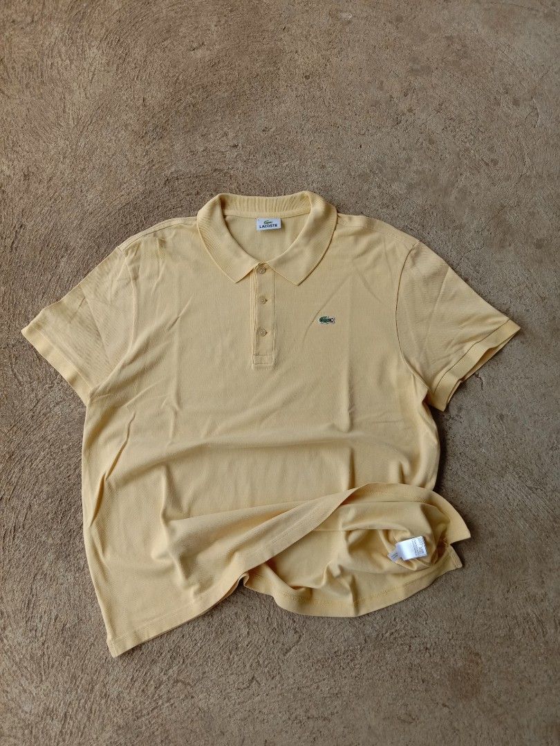 LACOSTE YELLOW POLO SHIRT (Category: Tshirts & Polo Shirts ) located in Manila. Submitted by adinsthrift (Listing ID 1450874223, Image 2). Description: LACOSTE YELLOW POLO SHIRT SIZE- L W- 22 L- 27 10/10 COLOR RATE 9/10 CONDI HONEST ISSUE- RANDOM MINIMAL STAIN SA SLEEVE, ONE PINHOLE SA BACK PART.