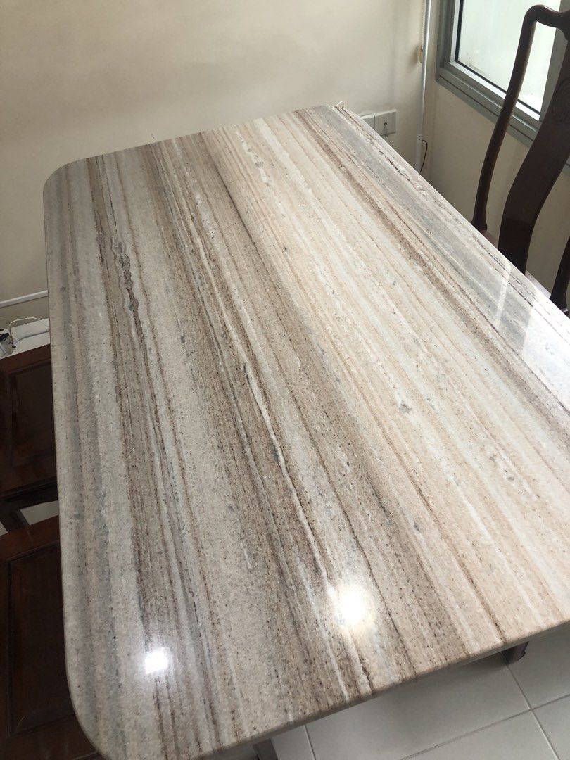 Marble Dining Table with Pedestal Base