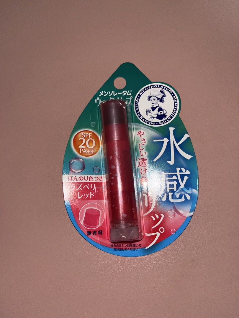 Mentholatum Water Lip SPF20 Raspberry Red (Category: Makeup) located in Marikina City. Submitted by marikinaukay099 (Listing ID 1450839704, Image 1). Description: - Mentholatum Water Lip Balm in Raspberry Red - Lightly tinted for a sheer, natural color - Fragrance-free - SPF 20 and PA++ for sun protection - Keeps lips moisturized and protected - Ideal for everyday use.