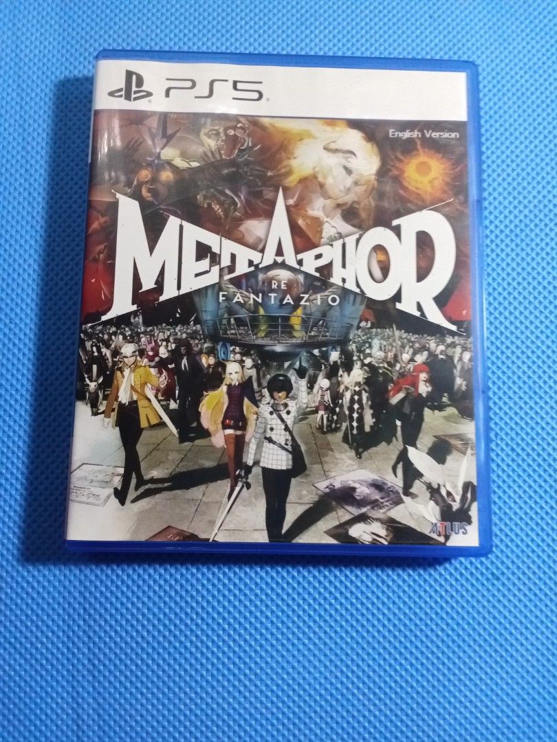 Metaphor: ReFantazio PS5 English Version (Category: PlayStation) located in Quezon City. Submitted by markkvillar (Listing ID 1450737227, Image 1). Description: - Metaphor: ReFantazio for PlayStation 5 - English Version - Disc and case included - Excellent RPG for your PS5 collection.
