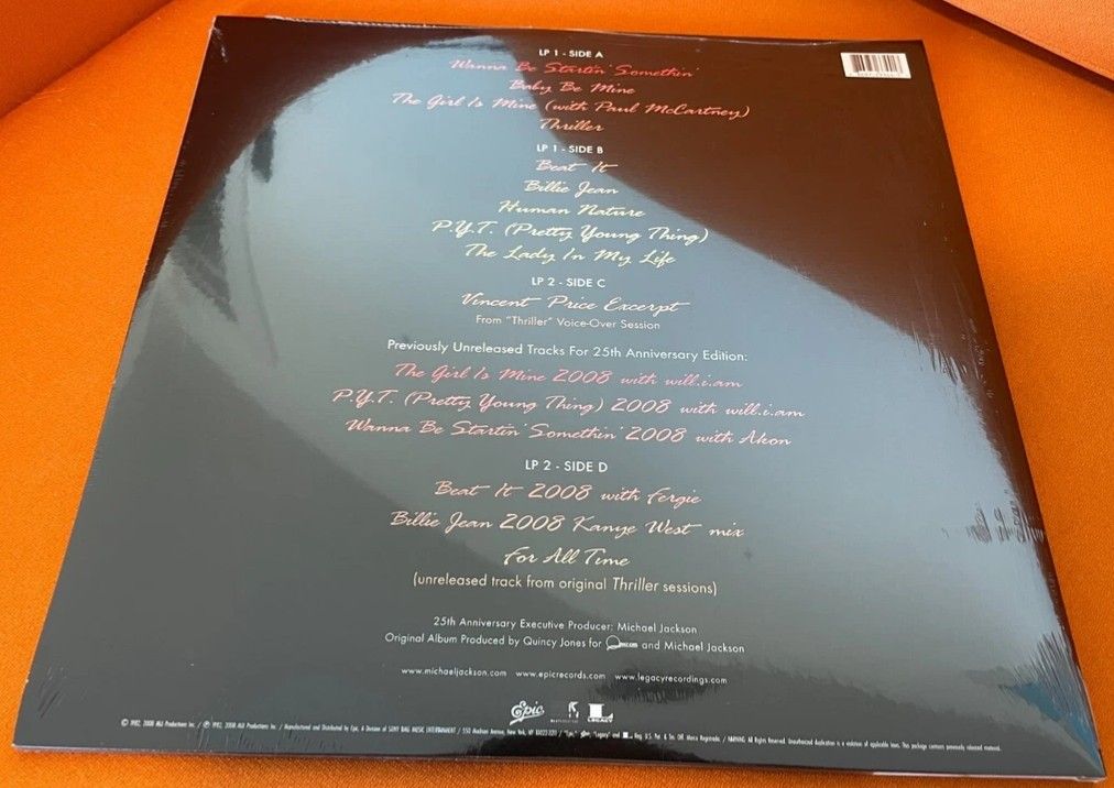 Michael Jackson Thriller: 25th Anniversary Edition 2 LP (Category: Vinyls) located in Manila. Submitted by ramonrobin.cruz (Listing ID 1450813575, Image 2). Description: Michael Jackson Thriller: 25th Anniversary Edition 2 LP = ₱5,500 brand new sealed made in USA.