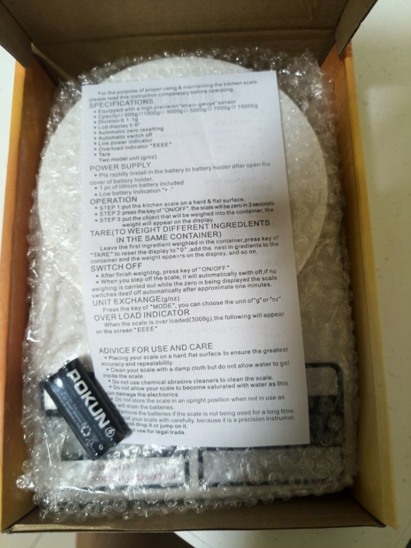 Mini Kitchen Scale (Category: Health Monitors & Weighing Scales) located in Valenzuela. Submitted by shesstore (Listing ID 1450932592, Image 2). Description: For just ₱150, you can get a scale to monitor your food intake, and it even comes with a free battery! Feel free to PM me for any inquiries! 😊💕.