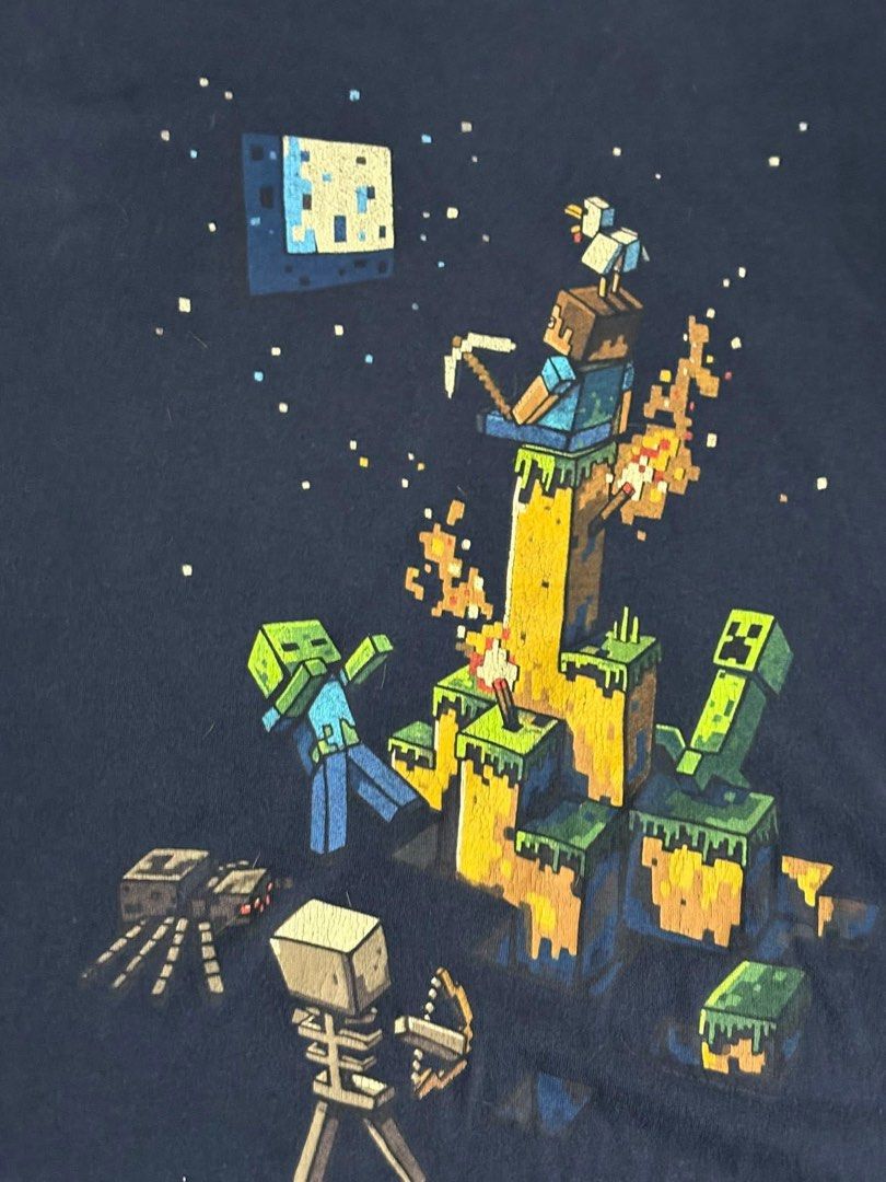 Mojang Minecraft Graphic T- Shirt (Category: Tshirts & Polo Shirts ) located in Lucena. Submitted by ryu625 (Listing ID 1450757523, Image 2). Description: W-23 L-29.5 Issues: Cracked print Slightly loose neckline.