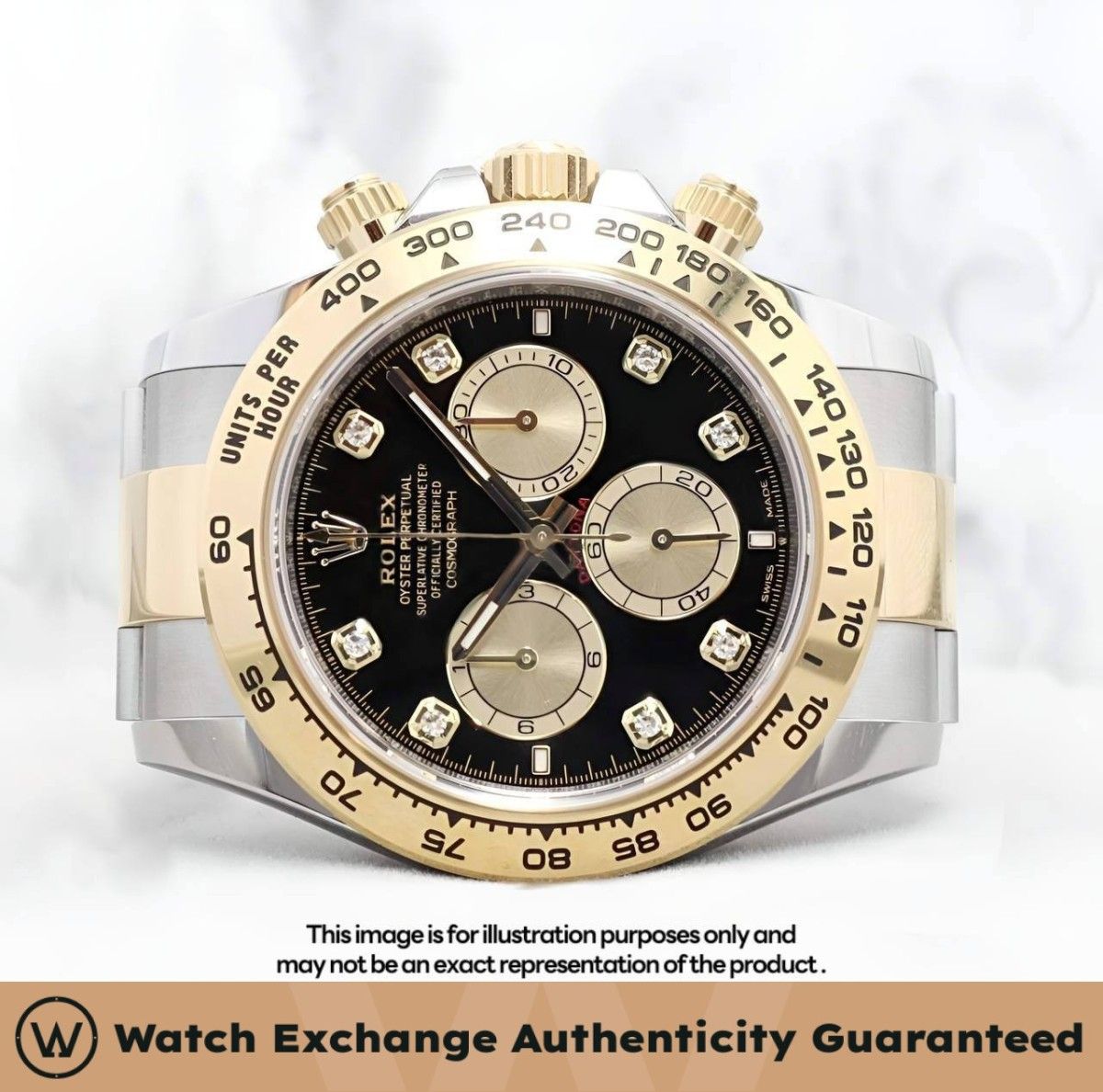 De  New Rolex Daytona Oyster 126503 Black & Golden w 8 Point Diamonds