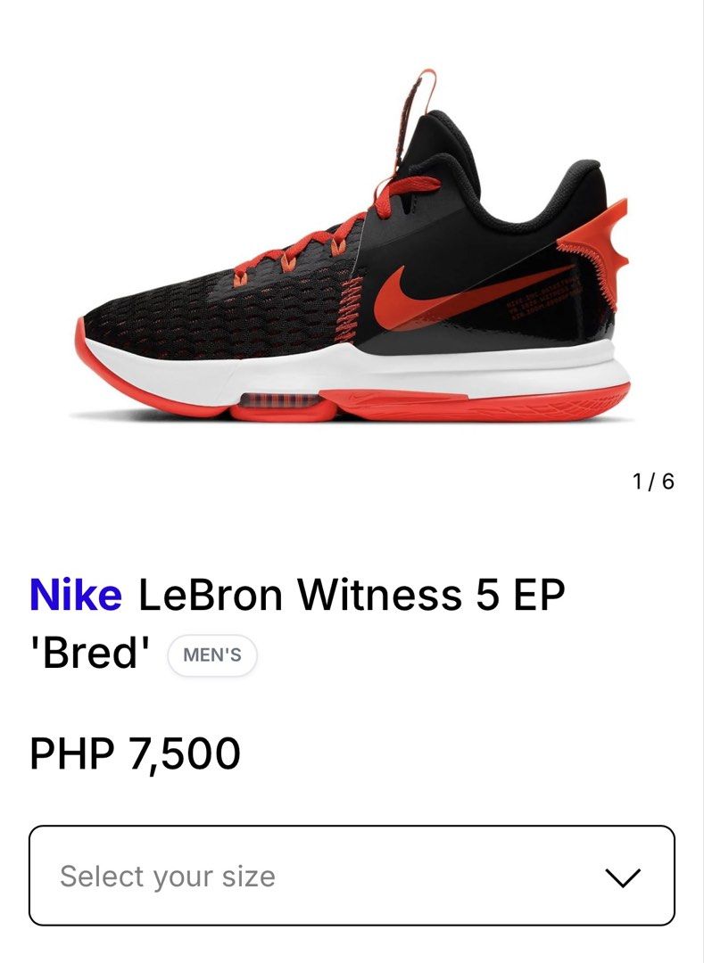 Nike LeBron Witness 5 (Category: Casual Shoes) located in Baguio. Submitted by alybabaa (Listing ID 1450781212, Image 3). Description: Negotiable price if reasonable. Was used mainly for basketball. Add fee for shipping if outside baguio..