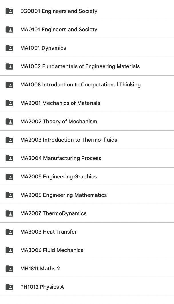 NTU Mechanical Engineering Module Notes A+ (Category: Textbooks) located in Singapore. Submitted by igotnoteslah (Listing ID 1450802882, Image 2). Description: All the modules listed: $38.00 Per module: $8.00 Download link will be provided once payment is made. ALL YOU NEED to do well in school. What we have, we provide. EG0001 Engineers and Society MA0101 Engineers and Society MA1001 Dynamics MA1002 Fundamentals of Engineering Materials MA1008 I