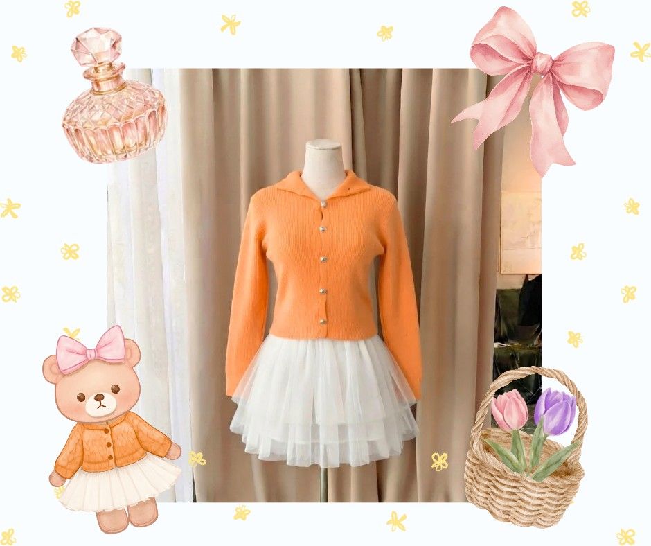 Orange Collared Button down (Category: Coats, Jackets and Outerwear) located in Lucena. Submitted by lili_bear (Listing ID 1450766293, Image 2). Description: - Cute orange button down - Collared neckline - Button-up front - Long sleeves - Soft, thick HQ material - Great for layering - Pairs well with skirts or jeans - very classy in actual.