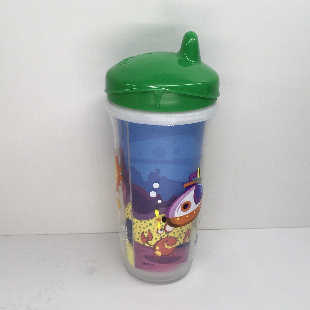 Playtex Sippy Cup Toddler Training Cup Sea Turtle Design (Category: Weaning & Toddler Feeding) located in Quezon City. Submitted by goodz4good (Listing ID 1450798923, Image 2). Description: - Cute Playtex sippy cup featuring a fun sea turtle and underwater friends design. - Green lid with a convenient spout for easy sipping. - Ideal for toddlers transitioning to independent drinking. - Ergonomically designed for little hands to hold easily. - Eng