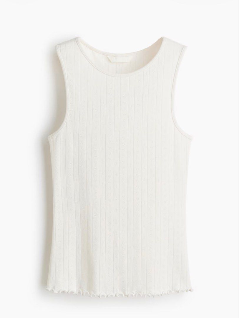 Pointelle-knit sleeveless top (Category: Sleeveless) located in Quezon City. Submitted by jong_17 (Listing ID 1450830703, Image 2). Description: Used once only. Bought fromH&M online for P499. RFS: I realized it’s a bit big for me..