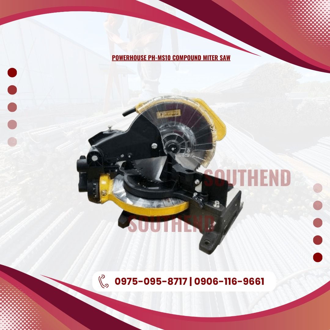 POWERHOUSE PH-MS10 COMPOUND MITER SAW (Category: Construction Tools & Equipment) located in Caloocan City. Submitted by jepoy_southendconstruction (Listing ID 1450808438, Image 1). Description: 𝕆ℕ 𝕊𝕋𝕆ℂ𝕂 – ℍ𝕚𝕘𝕙-ℚ𝕦𝕒𝕝𝕚𝕥𝕪 𝕀𝕟𝕕𝕦𝕤𝕥𝕣𝕚𝕒𝕝 & ℂ𝕠𝕟𝕤𝕥𝕣𝕦𝕔𝕥𝕚𝕠𝕟 𝕄𝕒𝕥𝕖𝕣𝕚𝕒𝕝𝕤 𝕃𝕠𝕠𝕜𝕚𝕟𝕘 𝕗𝕠𝕣 𝕢𝕦𝕒𝕝𝕚𝕥𝕪 𝕔𝕠𝕟𝕤𝕥𝕣𝕦𝕔𝕥𝕚𝕠𝕟 𝕒𝕟𝕕 𝕙𝕒𝕣𝕕𝕨𝕒𝕣𝕖 𝕞𝕒𝕥𝕖𝕣𝕚𝕒𝕝𝕤? 𝕎𝕖 𝕤𝕦𝕡𝕡𝕝𝕪 𝕒 𝕨𝕚𝕕𝕖 𝕣𝕒𝕟𝕘𝕖 𝕠𝕗 