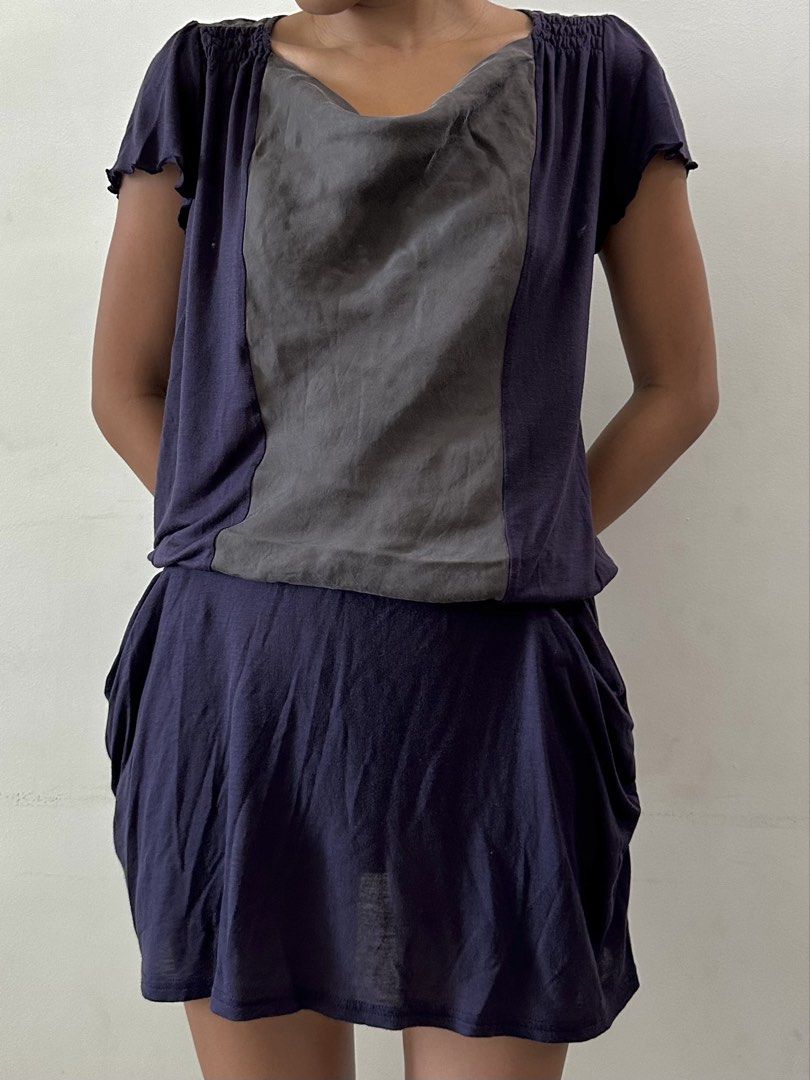 Purple Dress with Grey Panel Detail (Category: Dresses) located in Mandaluyong City. Submitted by slickestb (Listing ID 1450786833, Image 1). Description: - Purpledress with a contrasting grey panel down the front. - Short sleeves with cute ruffled edges. - Comfortable elasticated in waist with a gathered skirt. - Perfect for a relaxed, everyday look. - Paloma Wool Inspired - Small to medium.
