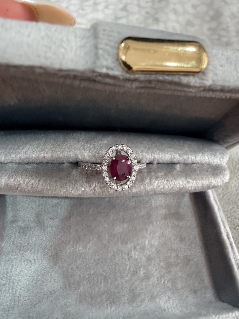 Ruby Diamond Ring (Category: Rings) located in Singapore. Submitted by Tenasious (Listing ID 1450840908, Image 3). Description: This Unique piece is a definite stunner, the masterfull combination of Ruby and unique placement of the Diamond to surround the Ruby Ruby Diamond Ring Natural Ruby 0.86 carat Natural Diamond 0.28 carat with PT900 hallmark 3.28 grams US5.5/ HK 12 A showstopping Ring! Local certification & Repolishing can be arranged withi