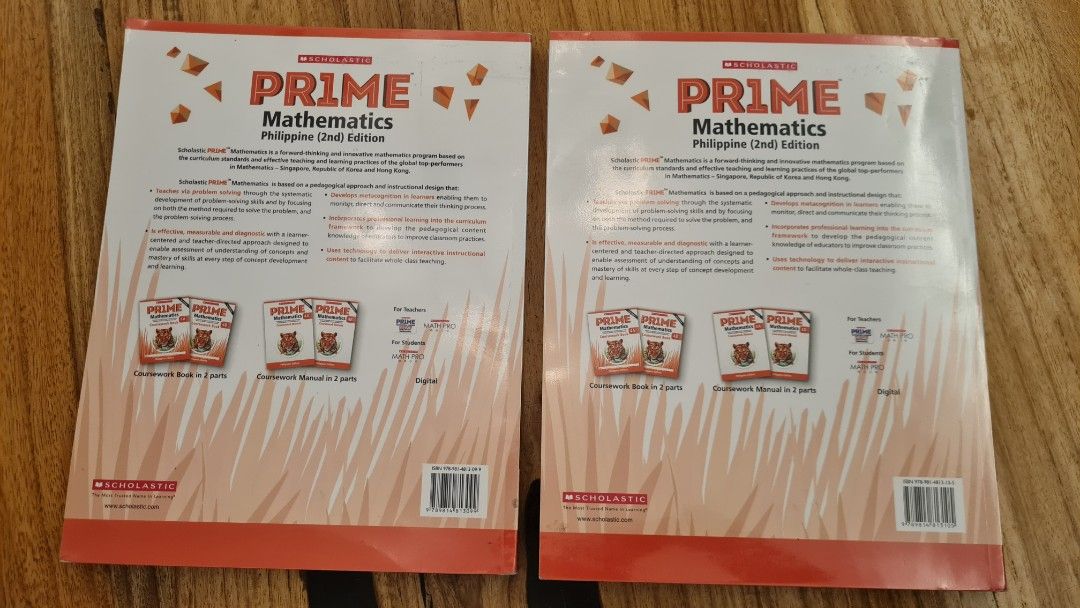 Scholastic Prime Mathematics Coursework Books 4A & 4B (Category: Textbooks) located in Cavite. Submitted by helpusdeclutter (Listing ID 1450736605, Image 2). Description: Prime Mathematics Coursework Books 4A & 4B for Grade 4 2nd Edition / Philippine Edition Published by Scholastic Used with plastic cover with minimal writing inside but can be erased. SRP: P1,699. Selling for only P500. .