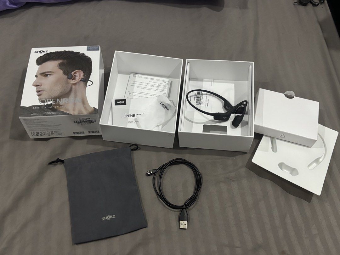 Shokz Openrun (Category: Headphones & Headsets) located in Santa Maria. Submitted by jiro430 (Listing ID 1450890149, Image 2). Description: Complete with box, manuals, pouch, charger, etc. Item bought on Laz app for PHP7,490 last June 16, 2024 (2 years ago). No dead batt history, ensured that the unit is always charged. Tried the unit recently, still lasts for a long time, no audio issues as well. RFS: Spare headphones, Rarely used..
