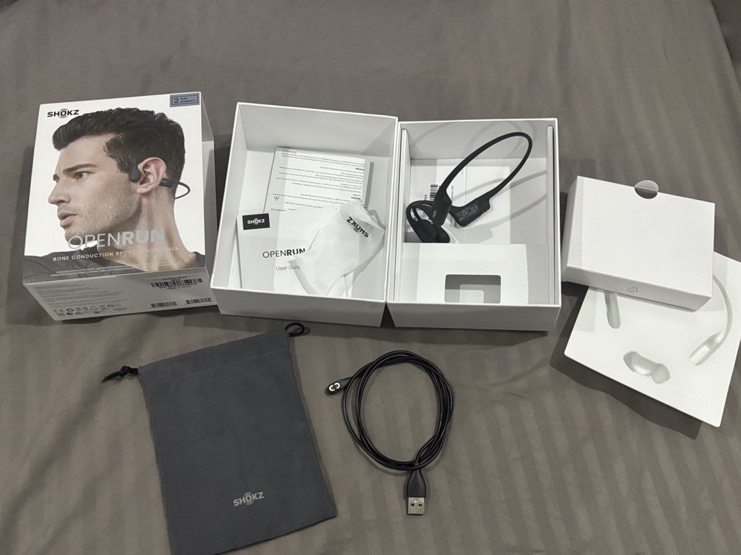 Shokz Openrun (Category: Headphones & Headsets) located in Santa Maria. Submitted by jiro430 (Listing ID 1450890149, Image 3). Description: Complete with box, manuals, pouch, charger, etc. Item bought on Laz app for PHP7,490 last June 16, 2024 (2 years ago). No dead batt history, ensured that the unit is always charged. Tried the unit recently, still lasts for a long time, no audio issues as well. RFS: Spare headphones, Rarely used..