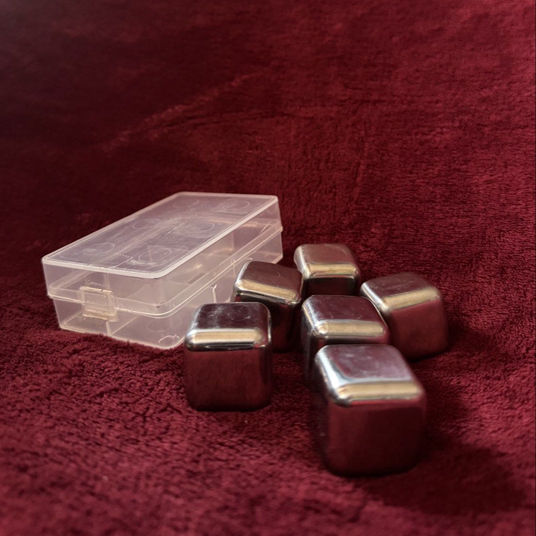 Stainless Steel Reusable Whiskey Ice Cubes with Case (Category: Other Kitchenware & Tableware) located in La Trinidad. Submitted by whatnotcollections (Listing ID 1450838508, Image 3). Description: - Set of 6 stainless steel whiskey stones - Keeps drinks cold without dilution - Made from food-grade stainless steel - Includes a handy storage case - Simply freeze and use - Ideal for whiskey, cocktails, and any chilled beverage - Easy to clean and r