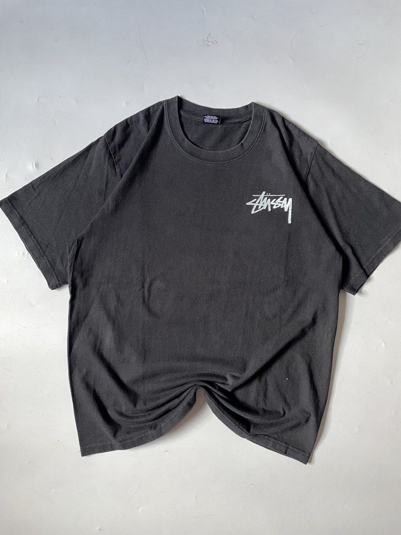 Stussy t-shirt (Category: Tshirts & Polo Shirts ) located in Baguio. Submitted by chronicles_cache (Listing ID 1450844485, Image 1). Description: Condition: Great Size tagged: L Width: 21.5 Length: 27.5 Shoulder: 17.5 Sleeve: 9.5.