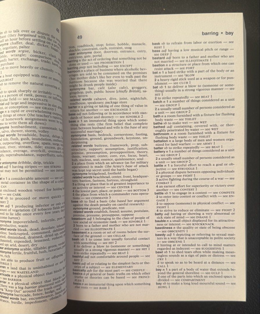 The Merriam-Webster Thesaurus New Edition (Category: Textbooks) located in San Pedro. Submitted by pageturner19 (Listing ID 1450851972, Image 3). Description: - New Edition Merriam-Webster Thesaurus - Over 150,000 synonyms and related words - Easy alphabetical arrangement for quick lookups - Includes usage examples - Focuses on current English - Ideal for school or office use.