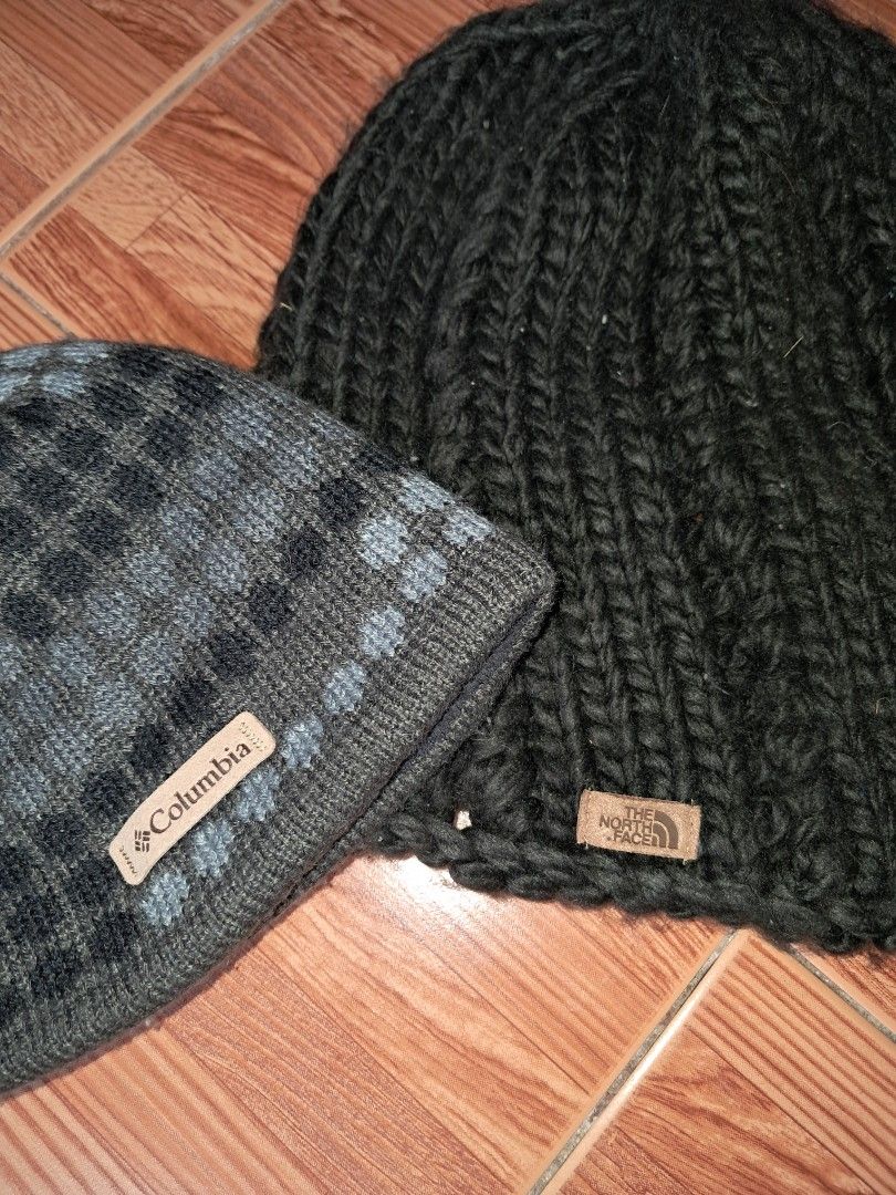 The North Face & Columbia Beanies (Category: Announcements) located in Mandaluyong City. Submitted by kusineronghustla (Listing ID 1450931929, Image 2). Description: - Bundle deal: Get two stylish beanies! - The North Face chunky knit beanie - Columbia patterned beanie - Both in dark, versatile colors - Excellent for staying warm in cold weather - Ideal for casual outings or outdoor activities.