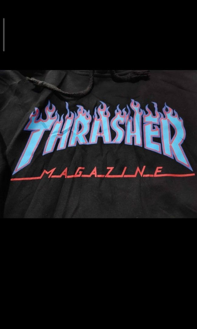 Thrasher San Francisco Flame Hoodie (Category: Hoodies) located in Caloocan City. Submitted by daveespino81318 (Listing ID 1450879781, Image 2). Description: - Black Thrasher hoodie - Features flame graphic - Classic Thrasher logo and "San Francisco" text - Ideal for skating or casual wear.