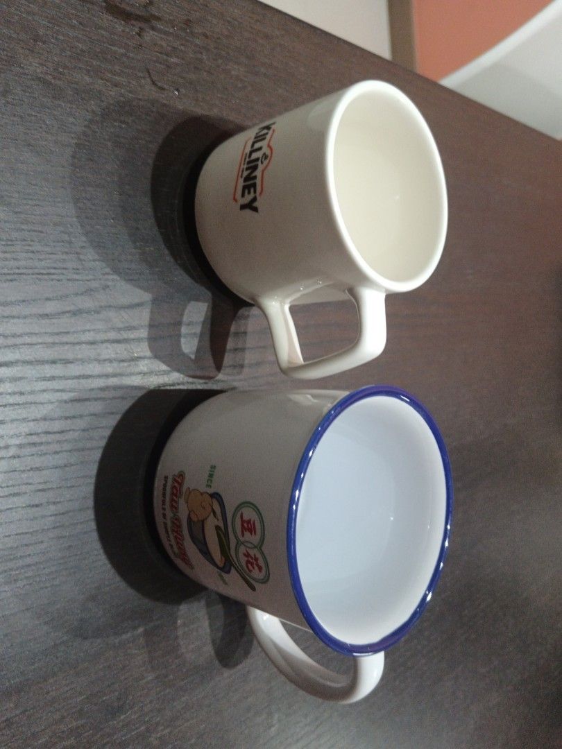 Two Ceramic Mugs - One White, One Blue Rim514776029201049601