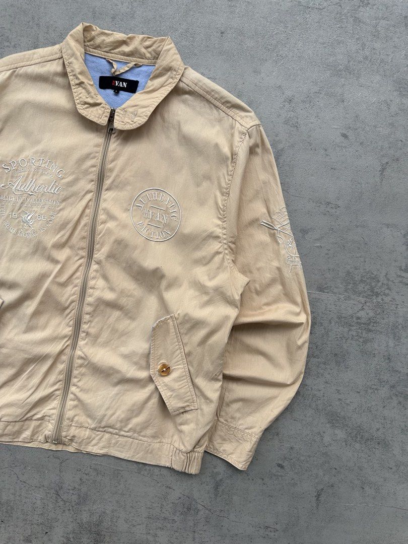 VAN Sporting Authentic Collection Jacket Beige Harrington (Category: Coats, Jackets and Outerwear) located in Cabuyao City. Submitted by _betterthanexpensive. (Listing ID 1450846214, Image 2). Description: Vintage Mr.Van Harrington Jacket Width:23 Length:26 Size:Large on tag Color Rate:10/10 In pristine condition.