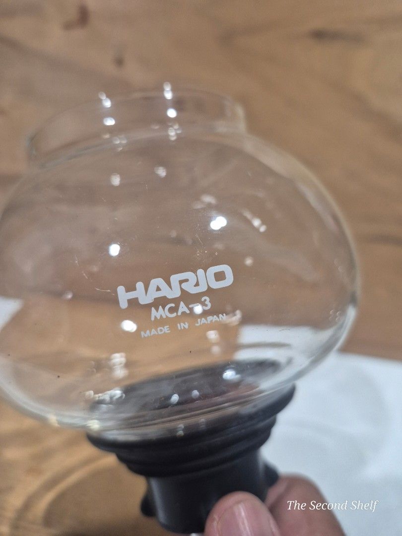 Vintage Hario MCA-3 Upper Globe for Siphon Coffee Maker (Category: Coffee Machines & Makers) located in Santa Rosa. Submitted by thesecondshelf (Listing ID 1450880517, Image 2). Description: Vintage Hario MCA-3 Upper Globe for Siphon Coffee Maker Made in Japan Original Hario MCA-3 upper globe (upper bowl) for a 3-cup siphon coffee maker. Includes the original glass siphon tube and rubber gasket. A hard-to-find replacement part for restoring a vin