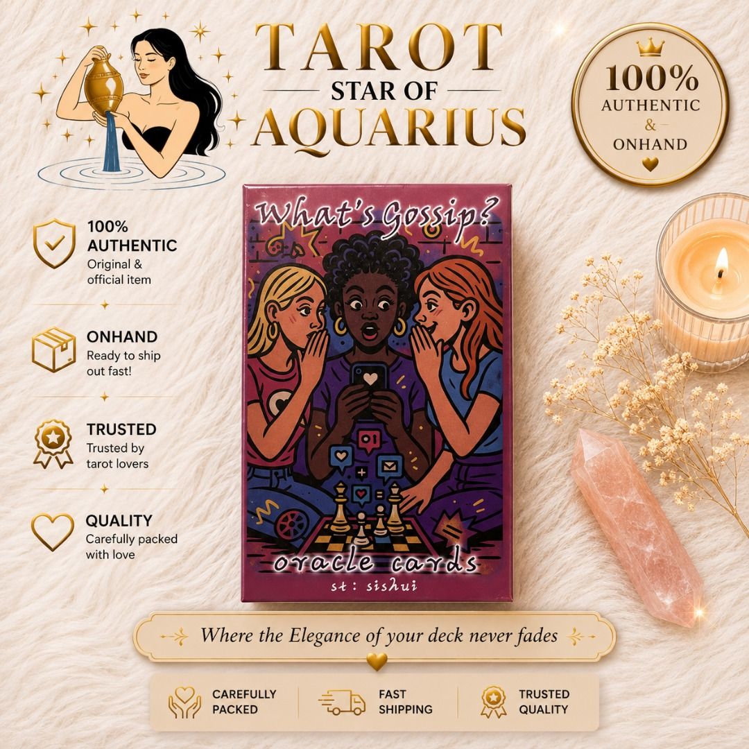 What’s the Gossip Oracle Deck (Category: Storybooks) located in Bacoor. Submitted by tarotstarofaquarius (Listing ID 1450928296, Image 1). Description: 80 cards. Zero sugarcoating. 💯 The What’s Gossips? Oracle Deck gives raw, honest guidance on love, life & growth 🔮.