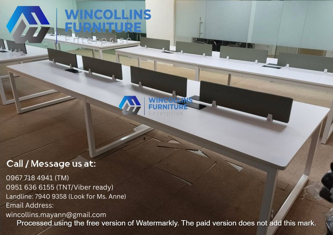 Workstation Table with acrylic panel and wire management box (Category: Tables & Sets) located in Caloocan City. Submitted by mayanncamu.furniture (Listing ID 1450741596, Image 2). Description: Customized workstation table made in 25mm thickness mdf laminated finish with acrylic panel and wire management box Custom size, color and layout design.