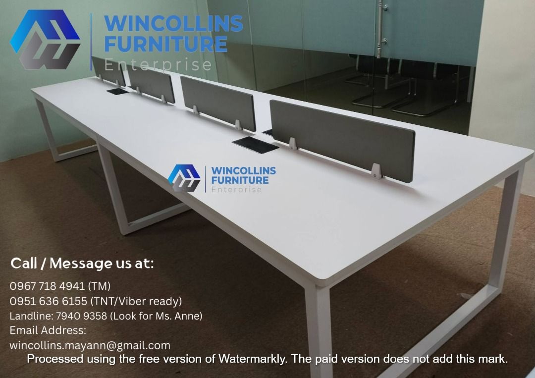 Workstation Table with acrylic panel and wire management box (Category: Tables & Sets) located in Caloocan City. Submitted by mayanncamu.furniture (Listing ID 1450741596, Image 3). Description: Customized workstation table made in 25mm thickness mdf laminated finish with acrylic panel and wire management box Custom size, color and layout design.