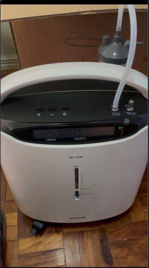 Yuwell 8F-5AW Oxygen Concentrator 5-liter (Category: Medical Supplies & Tools) located in Antipolo. Submitted by pinayb (Listing ID 1450792741, Image 1). Description: Brand and model: Yuwell 8F-5AW 5-liter medical-grade) - complete with box, manual, and accessories - bought brand new in 2021 and barely used (total 25hrs only). Key specifications: • Oxygen Flow Rate: 0.5 – 5.0 liters per minute (LPM) • Oxygen Concentration: 95.5% to 87% (depending