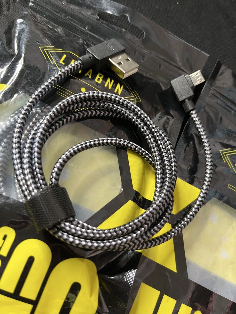 2x LHIABNN Braided USB to Micro USB 90 Degree Angle Cable (Category: Cables & Adaptors) located in Gapan. Submitted by lunashop14 (Listing ID 1450949608, Image 2). Description: Take 2 - Set of 2 LHIABNN Braided USB Cables - 90-degree angle Micro USB connector - Ideal for charging and data transfer - Durable braided design, resists tangling - Comes in original packaging.