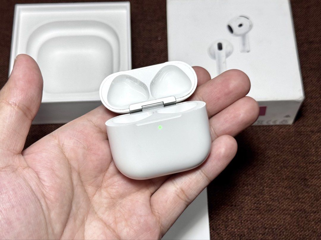 Airpods GEN 4 CHARGING CASE WITH ANC (Category: Earphones) located in Manila. Submitted by prelovedbyporttt (Listing ID 1451036216, Image 1). Description: Airpods GEN 4 CHARGING CASE WITH ANC 🔗UNDER APPLE WARRANTY: September 19, 2026 • 100% No hidden defects • 100% Battery health is in great condition • 100% Fully functional • Good as new condition • 100% Original item (feel free to check my transaction post on my page for proof of authenticity)