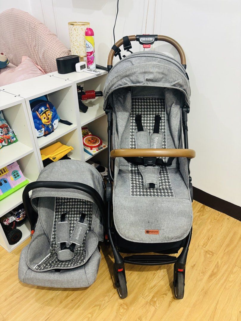 Apruva Trek stroller & carseat (Category: Strollers) located in Valenzuela. Submitted by cmdgbaby (Listing ID 1451081160, Image 2). Description: Apruva Trek Stroller + Car Seat Set 💰 Only ₱4,800 (Bought for ₱12,000) ✔️ In good condition ✔️ Travel-friendly & cabin approved ✔️ Sturdy frame, looks like new ✔️ Includes car seat 📌 Honest issue: Needs cleaning and sanitizing since it has been stored. Handle has a minor line/mark only, but it doesn’t 