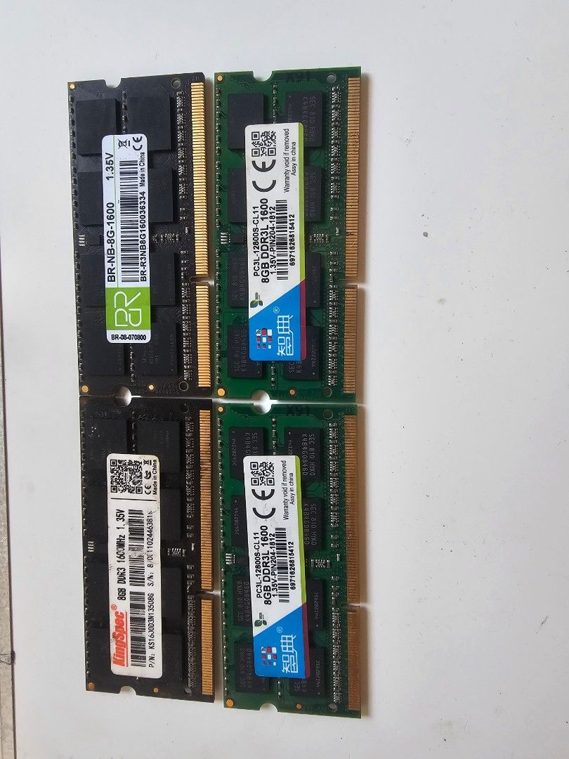 Assorted DDR3 Laptop RAM Modules - 8GB & 4GB (Category: Laptops & Notebooks) located in Bacoor. Submitted by ginaxis15 (Listing ID 1450959243, Image 1). Description: take all only Last price: 2k 4pcs 8gb ddr3 pc3L 350 each Lp 5pcs 4gb ddr3 150 each working Kababaklas lang sa unit kahit test nyo pa for pickup molino bacoor cavite di palagi online 09911820458.