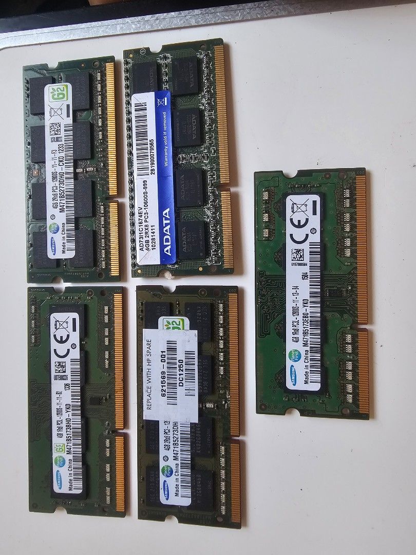 Assorted DDR3 Laptop RAM Modules - 8GB & 4GB (Category: Laptops & Notebooks) located in Bacoor. Submitted by ginaxis15 (Listing ID 1450959243, Image 2). Description: take all only Last price: 2k 4pcs 8gb ddr3 pc3L 350 each Lp 5pcs 4gb ddr3 150 each working Kababaklas lang sa unit kahit test nyo pa for pickup molino bacoor cavite di palagi online 09911820458.