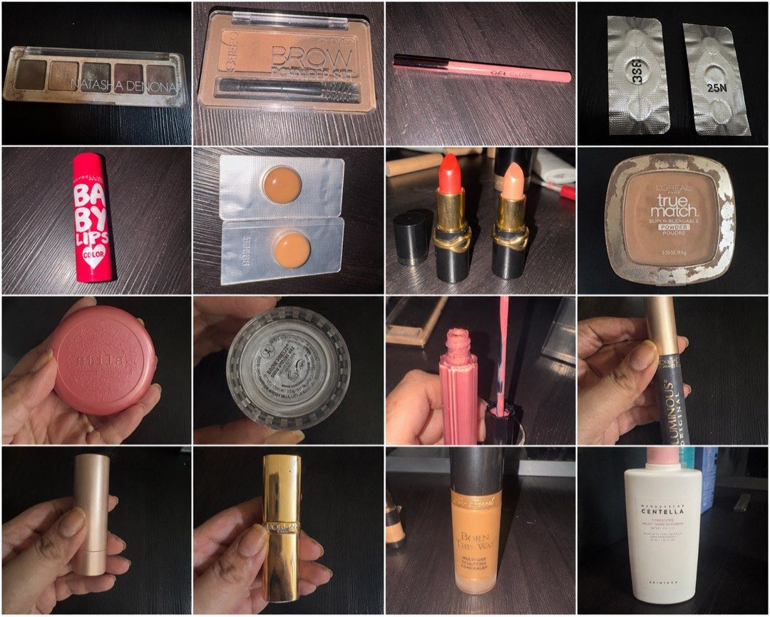 Assorted Makeup items (Category: Makeup) located in Singapore. Submitted by genelia (Listing ID 1451119374, Image 1). Description: - Bundle of makeup items perfect for trying new products. - Includes Natasha Denona eyeshadow palette. - Maybelline Baby Lips balm. - L'Oreal True Match powder. - Too Faced Born This Way concealer. - Stila blush. - Pat McGrath lipstick. - Assorted other lipsticks and lipbalm Selling wholesale at $20 Prices are up for 