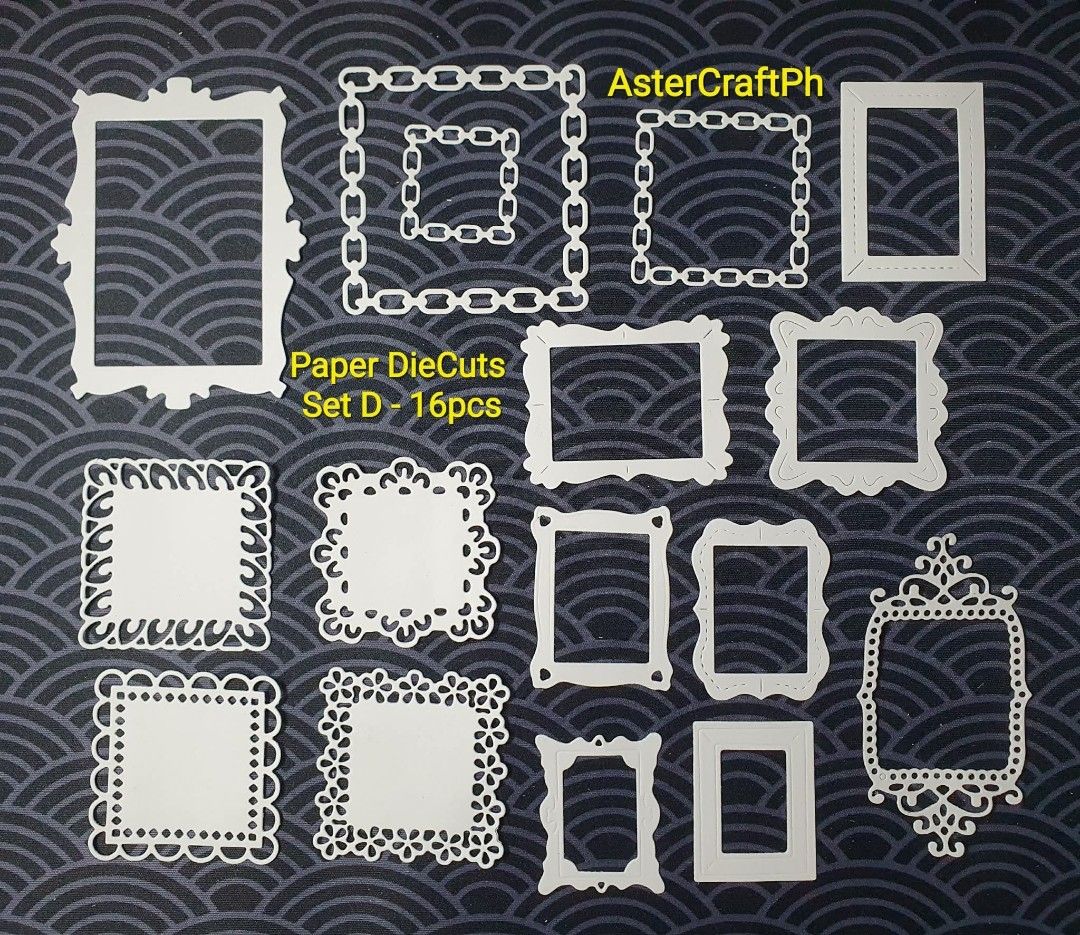 AsterCraftPh_Paper DieCuts Set D - 32pcs (Category: Craft Supplies & Tools) located in Calamba. Submitted by astercraftph (Listing ID 1450943904, Image 1). Description: - Inclusion: 16 designs x2 paper die-cuts (32pcs/set) - Cardstock: 180-220gsm - Available in various colors - Features delicate, lacy edges - Various shapes and sizes - Ideal for scrapbooking, card making, and other paper crafts - Brand: AsterCraftPh.