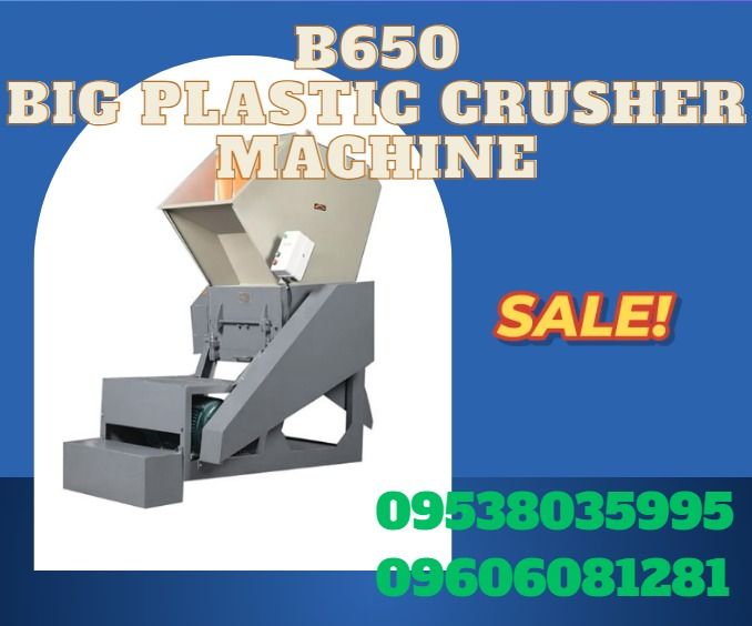 B650 BIG PLASTIC CRUSHER MACHINE (Category: Other Home Appliances) located in Caloocan City. Submitted by goldenriver-a9d0 (Listing ID 1451007474, Image 1). Description: ●Power: 18.5 ●Rotating Blade: 6 ●Fixed Blade: 4 ●Process Capacity (kg/h): 400-500 ●Mea(mm): 1750*1100*2300 ●Weight(kg): 1120 .