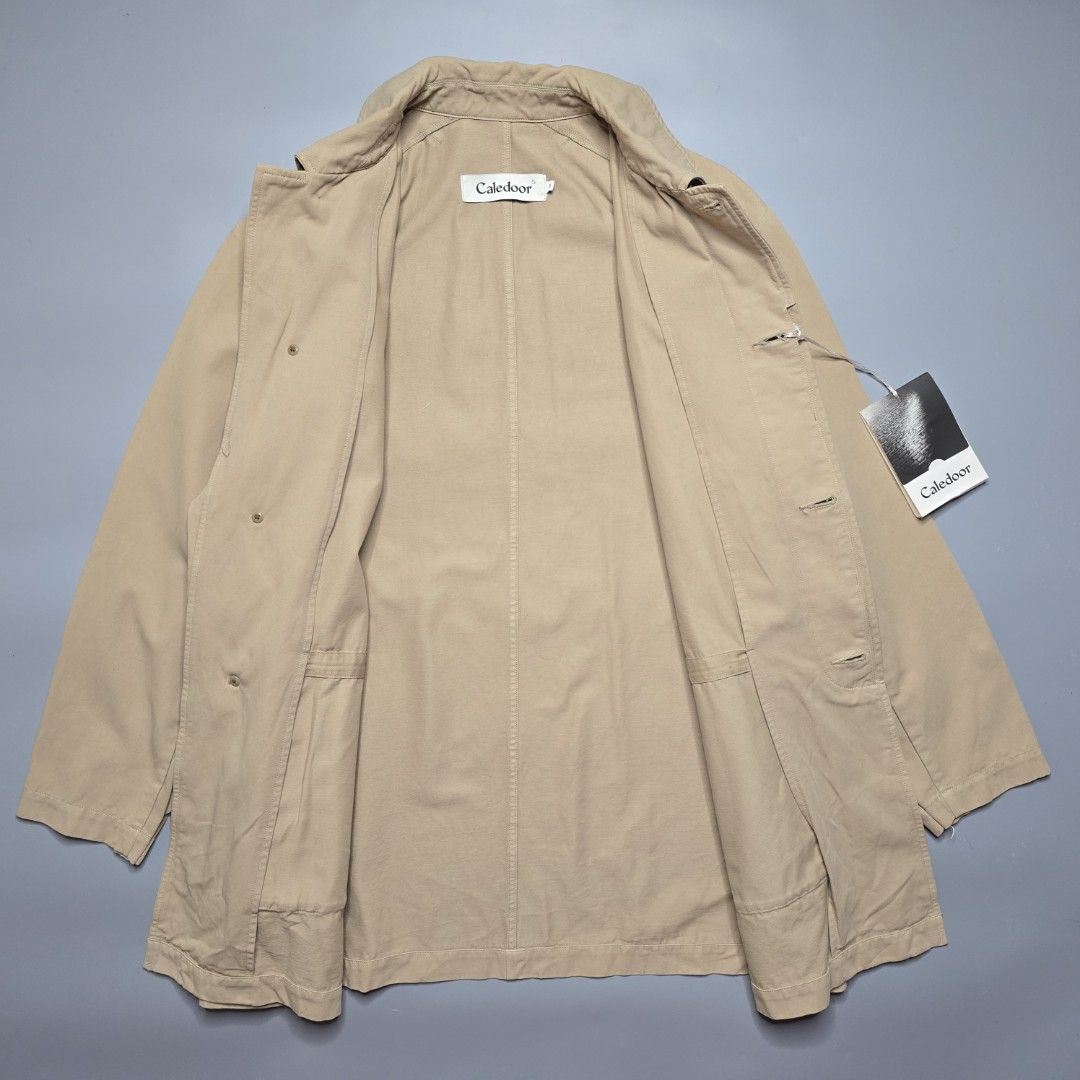 Caledoor - Cotton Coverall Jacket (Category: Coats, Jackets and Outerwear) located in Malabon City. Submitted by buynflex (Listing ID 1451037050, Image 3). Description: Caledoor - Cotton Coverall Jacket Size S (Oversize) Measurements in Inches (Laid Flat) Shoulder Width: 20" Pit to Pit: 25" Length: 34" Sleeve Length: 24" MSRP: 55000 Yen.