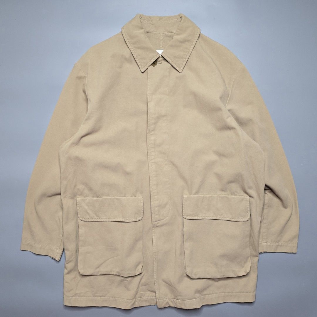 Caledoor - Cotton Coverall Jacket (Category: Coats, Jackets and Outerwear) located in Malabon City. Submitted by buynflex (Listing ID 1451037050, Image 1). Description: Caledoor - Cotton Coverall Jacket Size S (Oversize) Measurements in Inches (Laid Flat) Shoulder Width: 20" Pit to Pit: 25" Length: 34" Sleeve Length: 24" MSRP: 55000 Yen.