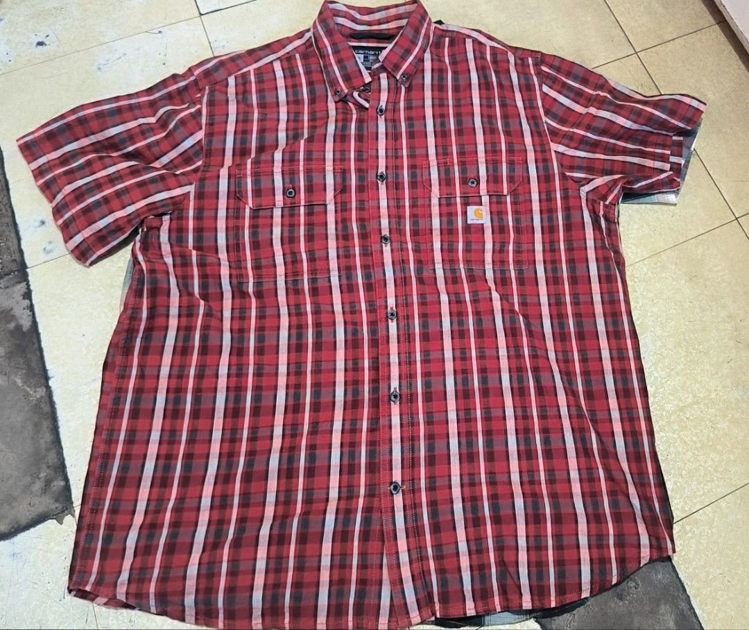 Carhartt Men's Plaid Short Sleeve Button Up (Category: Tshirts & Polo Shirts ) located in Manila. Submitted by itsmelawrence (Listing ID 1450936984, Image 2). Description: legit carhartt botton up both XL size 25.6 width 31 lenght 500 each or askpak 800.