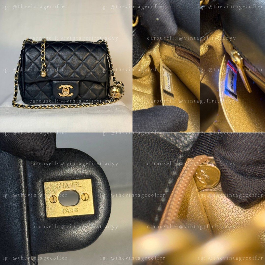Chanel Pearl Crush Black Lambskin (Category: Luxury Bags & Wallets) located in Bay. Submitted by thevintagecoffer (Listing ID 1440767407, Image 1). Description: PLS. READ ‼️ NON-AI DESCRIPTION ‼️ - UV REACTIVE HOLO STICKER - CERTIFICATION = 100% MARKUP - CC UNDERZIP - MATTE-GOLD HARDWARE, WITH VISIBLE FADING - PERFECT DIAMOND QUILT - PERFECT AND CLEAN CHANEL PARIS INSCRIPTION - CORRECT LEATHER SCENT .
