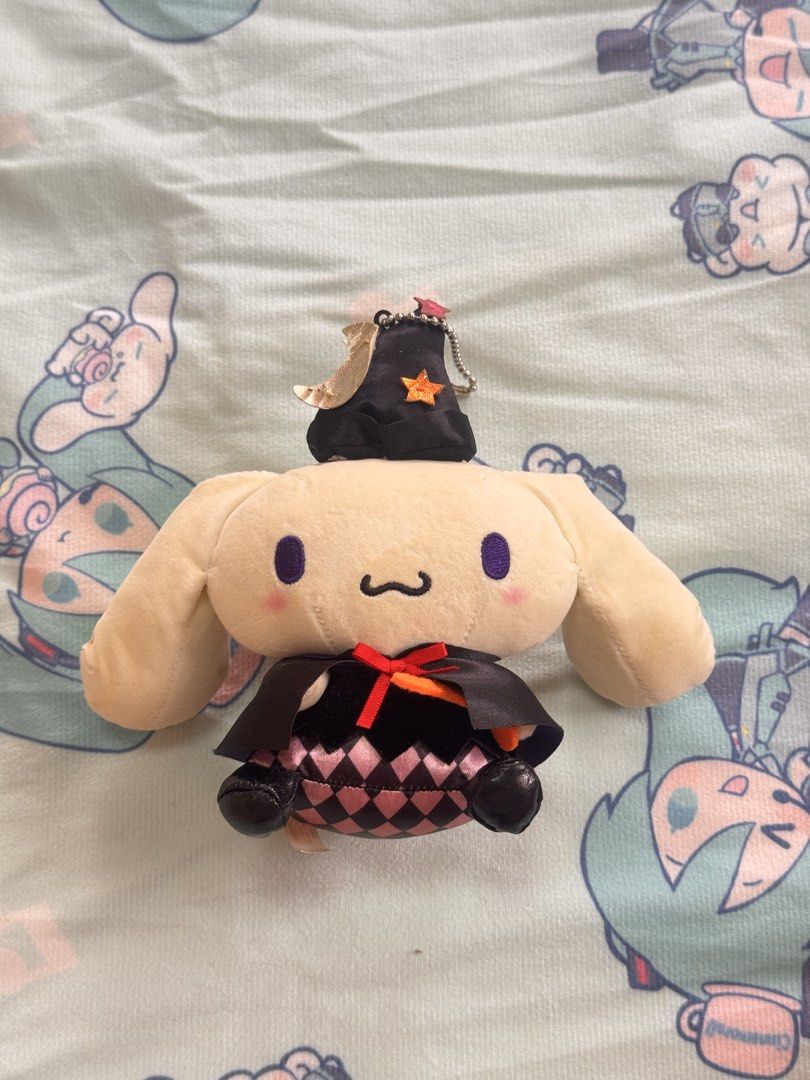 Cinnamoroll Halloween Witch Plush Keychain (Category: Plushies & Soft Toys) located in Antipolo. Submitted by rievellion (Listing ID 1451056316, Image 1). Description: - Halloween plush toy - Minor wear on leather details on hat. As is. WYSIWYG. May need wash.
