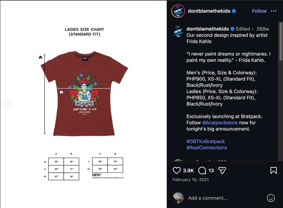DBTK Frida Kahlo Graphic Tee (Category: Shirts) located in Cagayan de Oro. Submitted by offanglesandcolors (Listing ID 1450952032, Image 2). Description: .